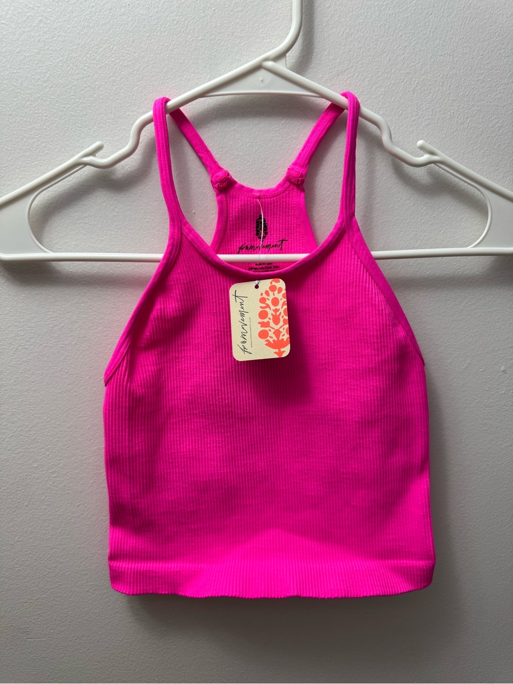 FP Movement by Free People Neon Hot Pink Ribbed Racerback Tank